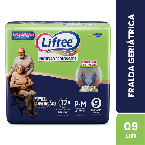 Fralda Geriátrica Lifree Pants Extra Absorção P/M Com 9 Unidades