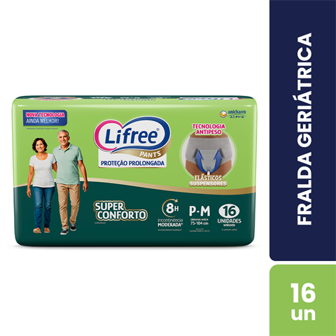 Fralda Geriátrica Lifree Pants Super Conforto P/M Com 16 Unidades