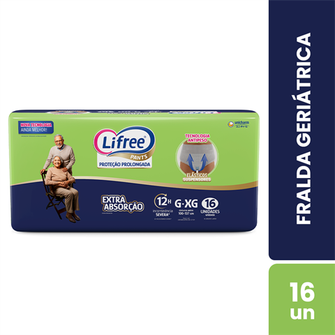 Fralda Geriátrica Lifree Pants Extra Absorção G/XG Com 16 Unidades