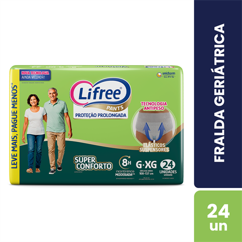 Fralda Geriátrica Lifree Pants Super Conforto G/XG Com 24 Unidades