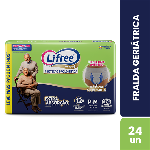 Fralda Geriátrica Lifree Pants Extra Absorção P/M Com 24 Unidades