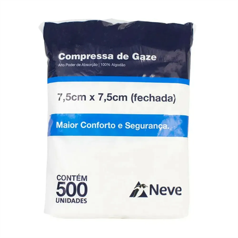 Compressa De Gaze Neve Cremer 11 Fios 7,5X7,5cm Com 500 Unidades