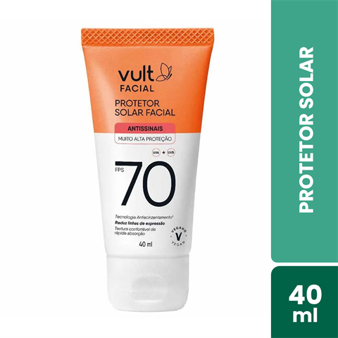 Protetor Solar Facial Vult Antissinais FPS70 Com 40ml