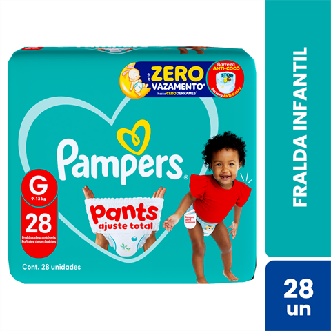 Fralda Infantil Pampers Pants Ajuste Total G Com 28 Unidades