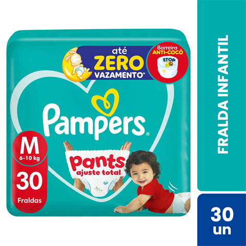 Fralda Infantil Pampers Pants Ajuste Total M Com 30 Unidades