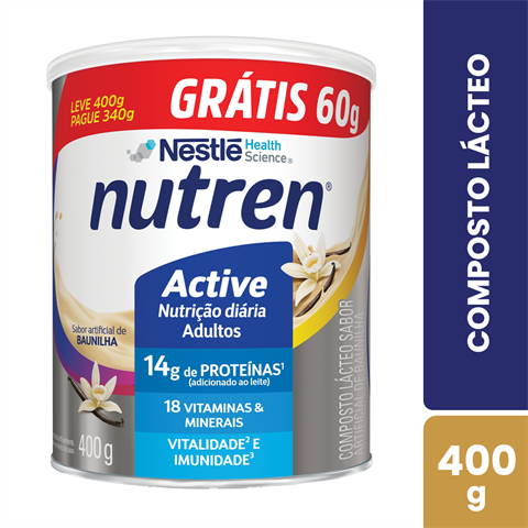 Composto Lácteo Nutren Active Sabor Baunilha Leve 400g Pague 340g