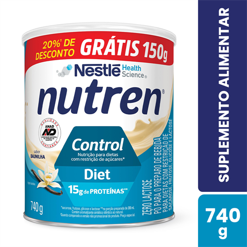 Suplemento Alimentar Em Pó Nutren Control Sabor Baunilha Com 740g 20% De Desconto