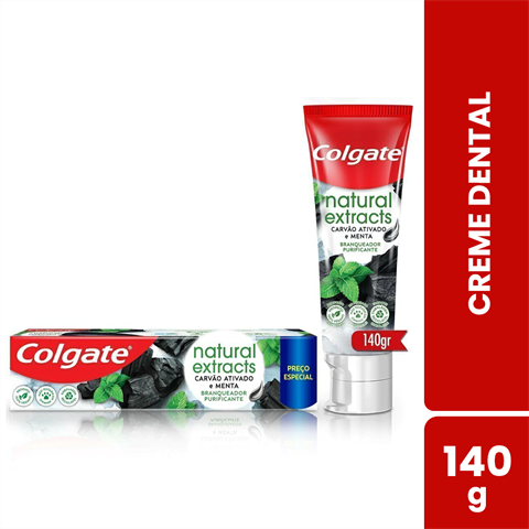 Creme Dental Colgate Natural Extracts Carvão Ativado Com 140g