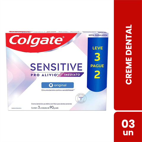 Pack Creme Dental Colgate Sensitive Pro Alívio Imediato Original Com 3 Unidades De 90g
