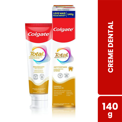 Creme Dental Colgate Total Prevenção Ativa Antitártaro Com 140g