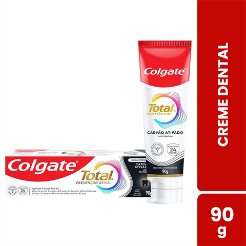 Creme Dental Colgate Total Prevenção Ativa Carvão Ativado Com 90g