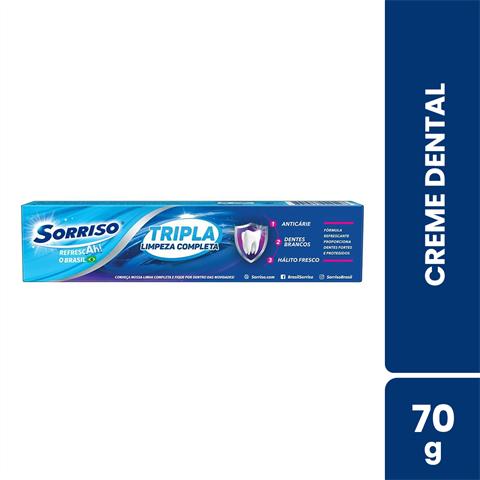 Creme Dental Sorriso Tripla Limpeza Completa Com 70g