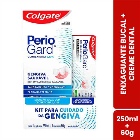 Kit Colgate Periogard Gengiva Saudável Enxaguante Bucal 250ml + Creme Dental 60g