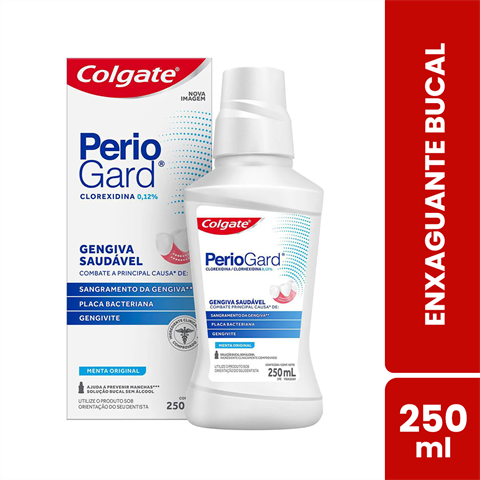 Enxaguante Bucal Colgate PerioGard Gengiva Saudável Sem Álcool Menta Original Com 250ml