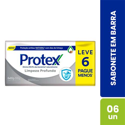 Sabonete Em Barra Protex Limpeza Profunda Com 6 Unidades De 85g