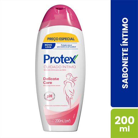 Sabonete Líquido Íntimo Protex Cuidado Íntimo Delicate Care Leve 200ml Pague 150ml