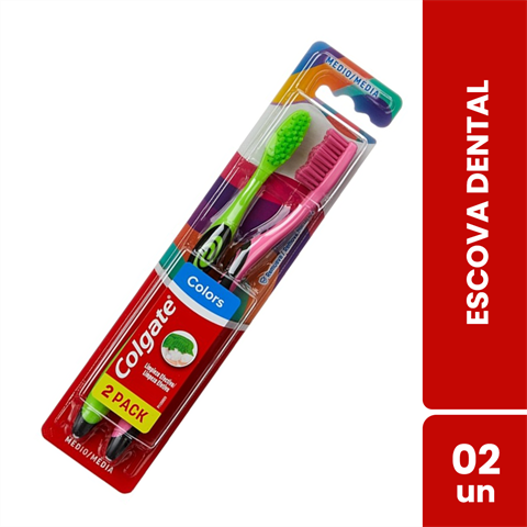 Pack Escova Dental Colgate Colors Média Com 2 Unidades
