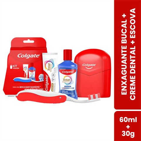 Kit Colgate Total Prevenção Ativa Com Creme Dental 30g + Enxaguante Bucal 60ml + Escova Dental