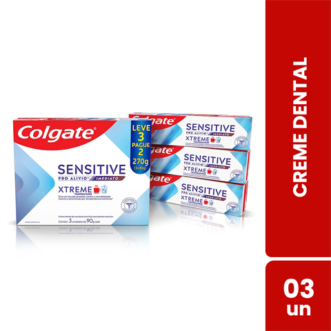 Pack Creme Dental Colgate Sensitive Pro Alívio Imediato Xtreme 90g Leve 3 Pague 2