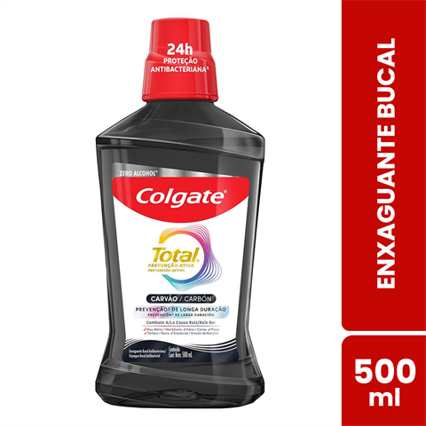 Enxaguante Bucal Colgate Total Prevenção Ativa Carvão Ativado 500ml