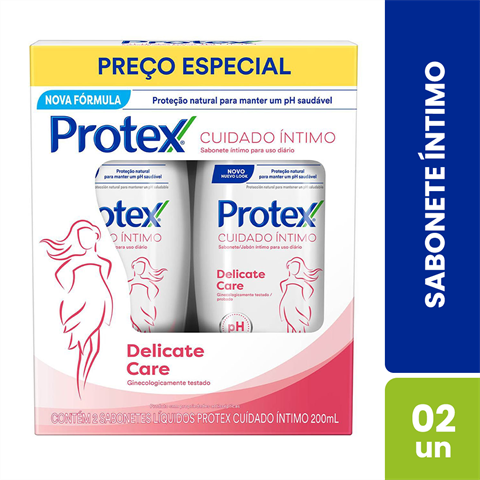 Pack Sabonete Líquido Íntimo Protex Cuidado Íntimo Delicate Care Com Duas Unidades De 200ml