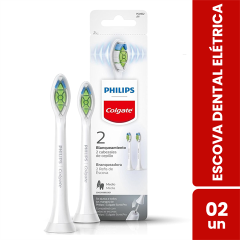 Refil Escova Dental Elétrica Colgate Philips Branqueadora Com 2 Unidades