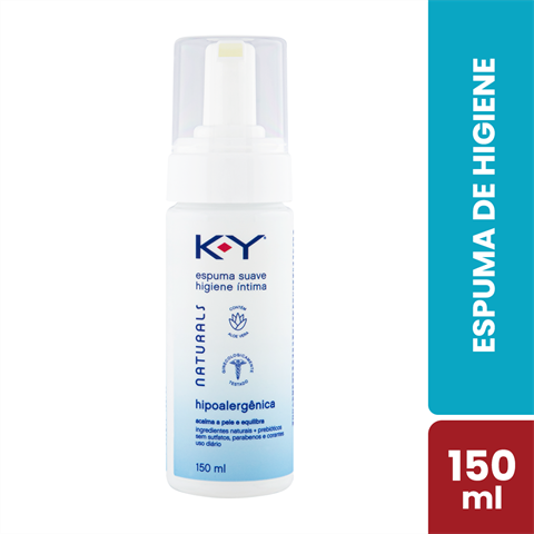 Espuma Suave K-Y Naturals Higiene Íntima Hipoalergênica Com 150ml