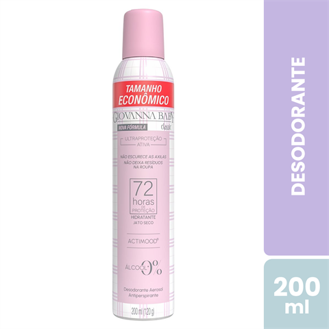 Desodorante Antitranspirante Giovanna Baby Aerossol 72h Classic Com 200ml