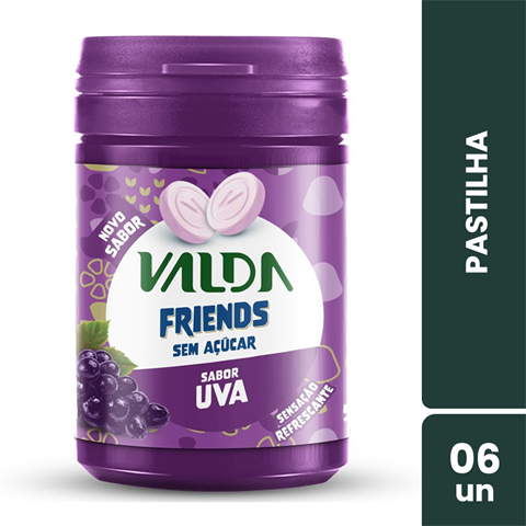 Pastilhas Valda Friends Sabor Uva Sem Açúcar Com 6 Potes De 50g