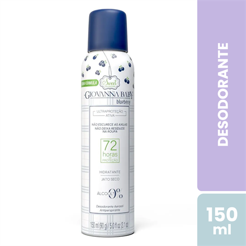 Desodorante Antitranspirante Giovanna Baby Aerossol 72h Sweet Collection Blueberry Com 150ml