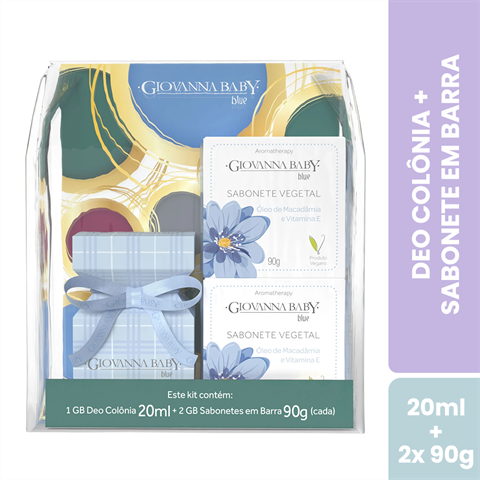 Kit Giovanna Baby Blue Deo Colônia 20ml + 2 Sabonetes Em Barra 90g