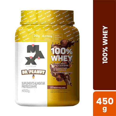 100% Whey Max Titanium Dr. Peanut Sabor Bombom Italiano Com 450g