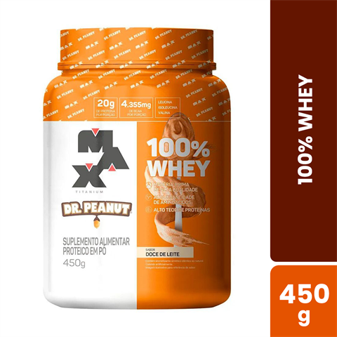 100% Whey Max Titanium Dr. Peanut Sabor Doce De Leite Com 450g