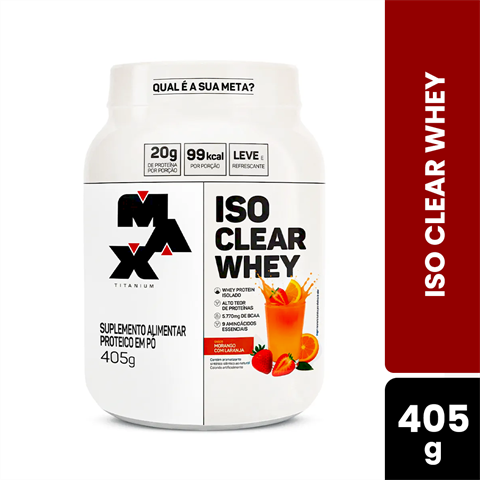 Iso Clear Whey Max Titanium Sabor Morango Com Laranja Com 405g