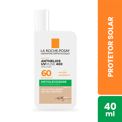 Protetor Solar Facial La Roche-Posay Anthelios UVMune 400 Airlicium FPS60 Cor 2.0 Com 40ml
