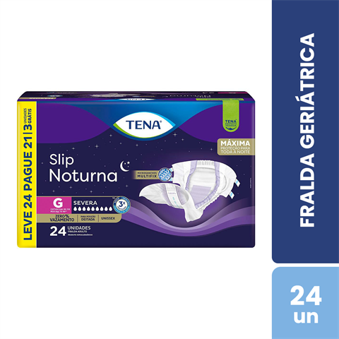 Fralda Geriátrica Tena Slip Noturna G Leve 24 Pague 21 Unidades