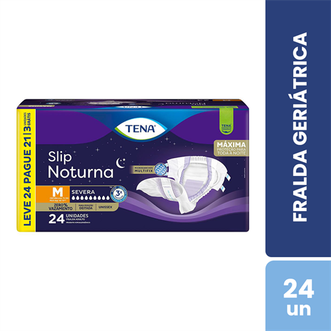 Fralda Geriátrica Tena Slip Noturna M Leve 24 Pague 21 Unidades