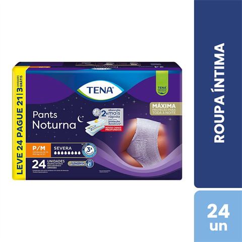 Roupa Íntima Tena Pants Noturna P/M Leve 24 Pague 21 Unidades