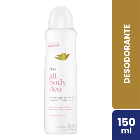 Desodorante Antitranspirante Dove Aerossol All Body Deo Raspberry & Rose Com 150ml