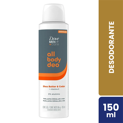 Desodorante Antitranspirante Dove Men+Care Aerossol All Body Deo Shea Butter & Cedar Com 150ml