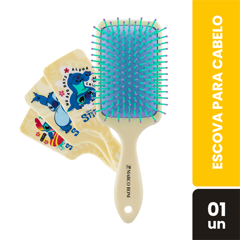 Escova Para Cabelo Marco Boni Raquete Média Disney Stitch Modelos Diversos Com 1 Unidade
