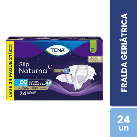 Fralda Geriátrica Tena Slip Noturna EG Leve 24 Pague 21 Unidades