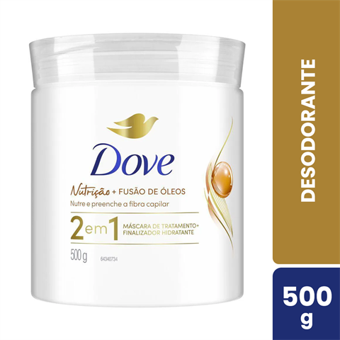 Máscara De Tratamento Dove 2 Em 1 Nutrição + Fusão De Óleos Com 500g