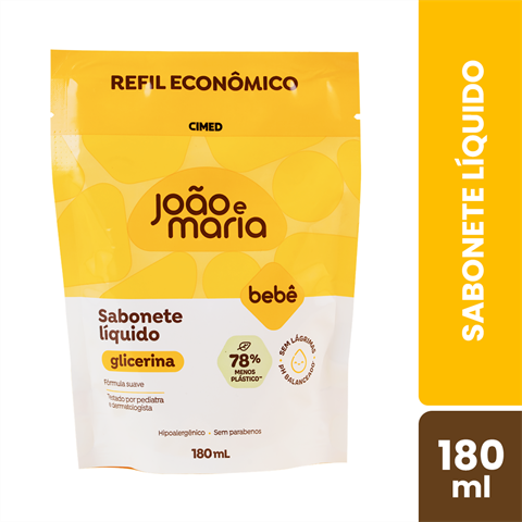 Sabonete Líquido João E Maria Bebê Glicerina Refil Com 180ml