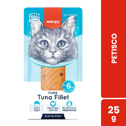 Petisco Para Gatos Wanpy Fillet In Natura De Atum Com 25g