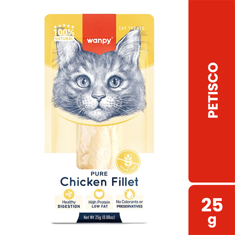 Petisco Para Gatos Wanpy Fillet In Natura De Frango Com 25g