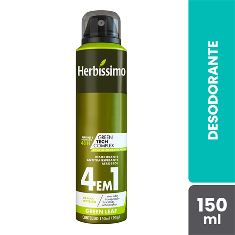 Desodorante Antitranspirante Herbíssimo 4Em1 Aerossol Green Leaf Com 150ml