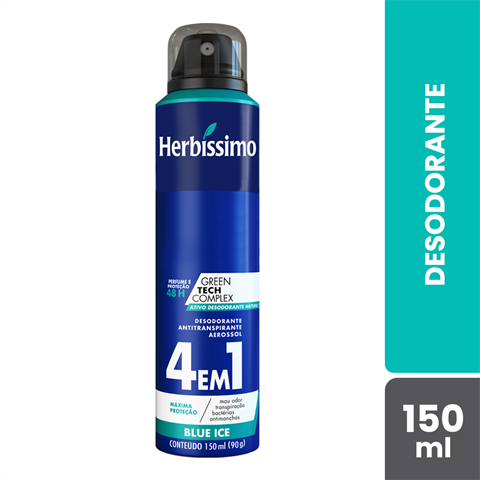 Desodorante Antitranspirante Herbíssimo 4Em1 Aerossol Blue Ice Com 150ml