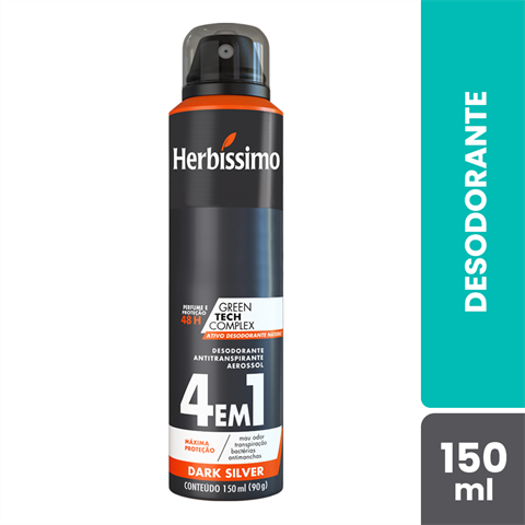 Desodorante Antitranspirante Herbíssimo 4Em1 Aerossol Dark Silver Com 150ml