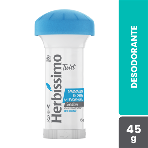 Desodorante Antitranspirante Herbíssimo Em Creme Twist Sensitive Com 45g